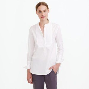J. Crew White Bib Popover Tuxedo Shirt Tunic